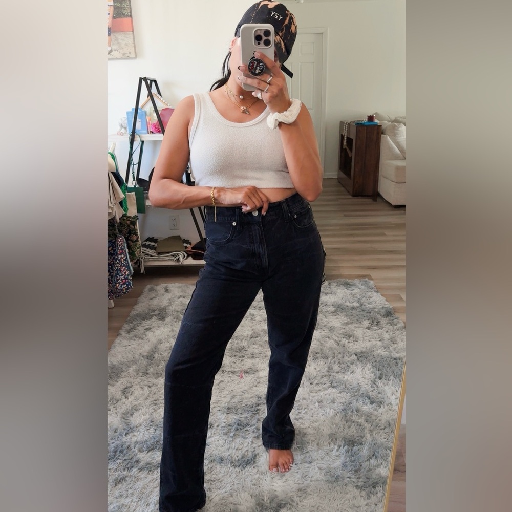 ZARA VINTAGE WASH HIGH RISE MOM JEANS - Picture 1 of 7